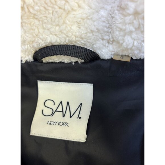 SAM New York White Fleece Jacket With Black Accents Size M - Picture 7 of 7